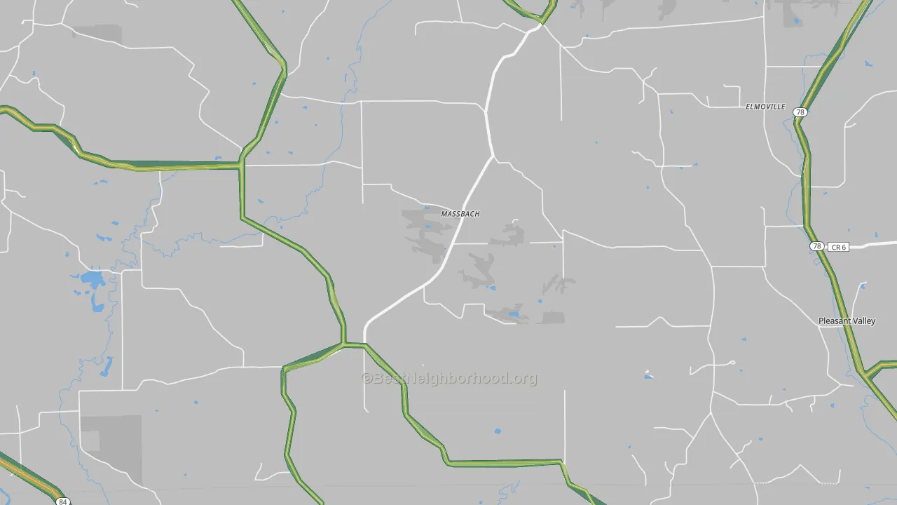 Massbach, IL Map of Noise Levels in Massbach