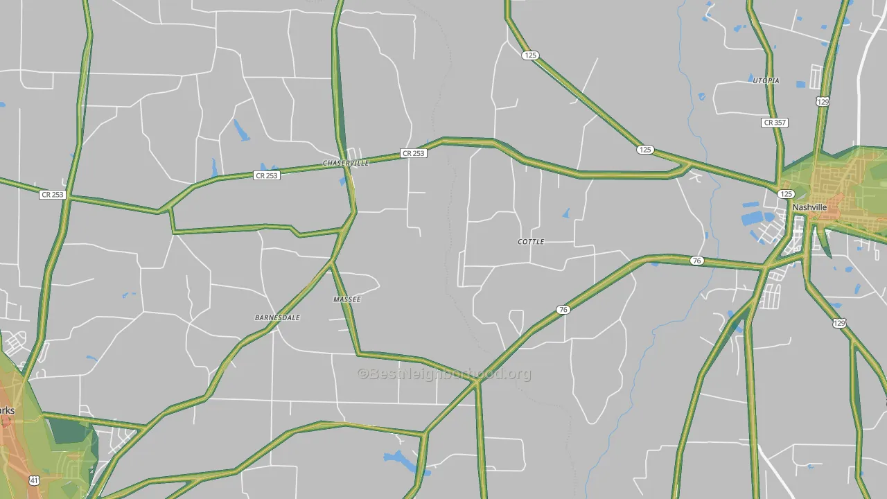 Massee, GA Map of Noise Levels in Massee