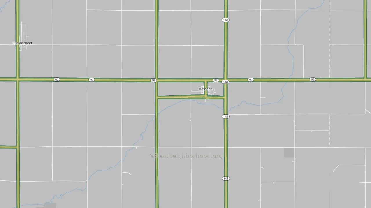 Massena, IA Map of Noise Levels in Massena