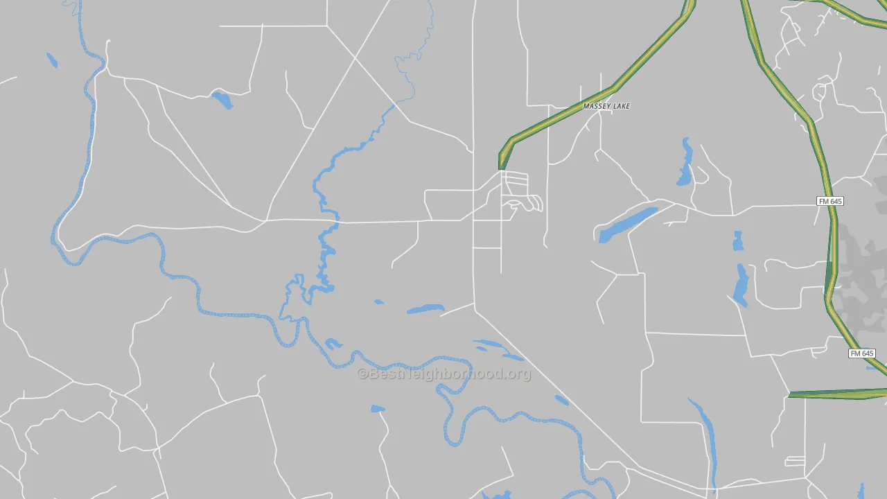 Massey Lake, TX Map of Noise Levels in Massey Lake