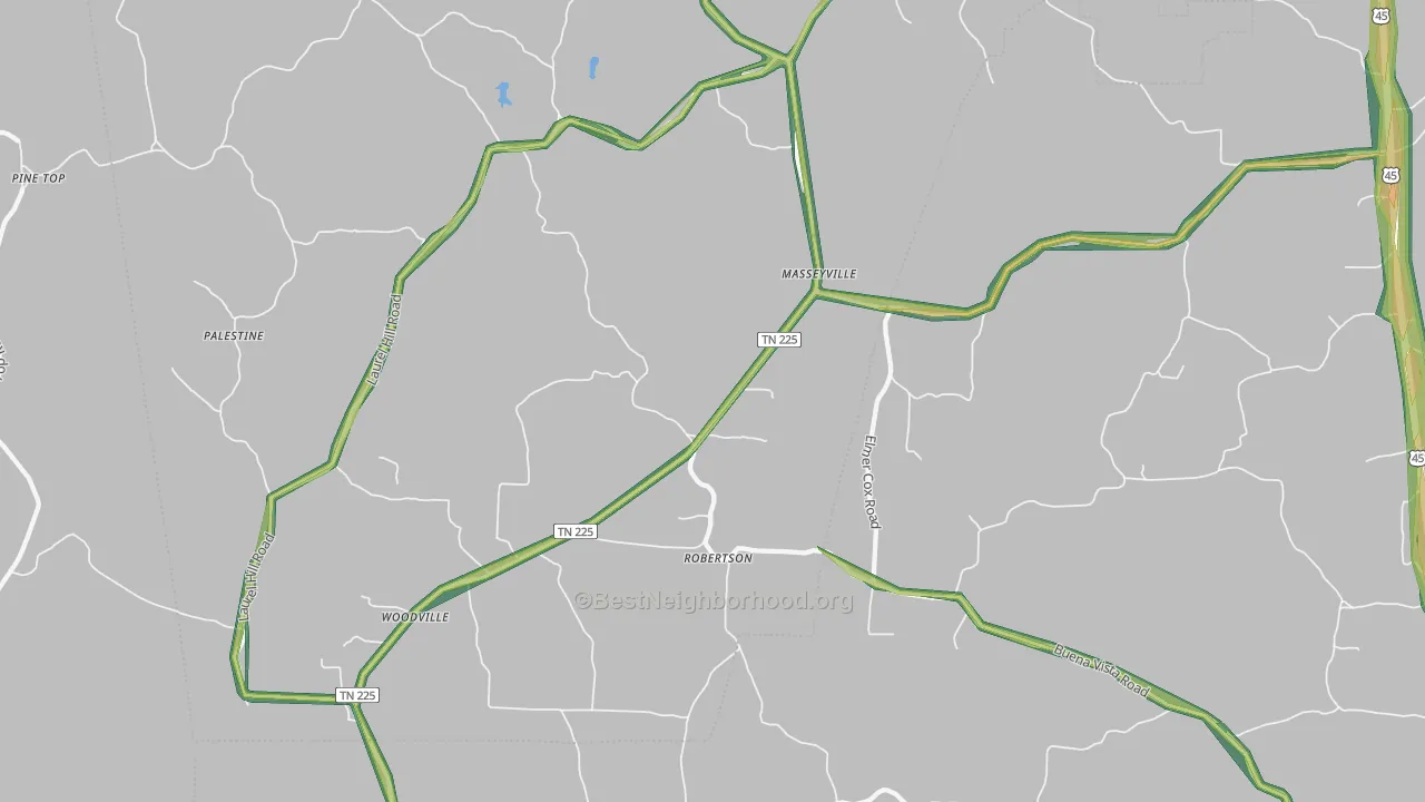 Masseyville, TN Map of Noise Levels in Masseyville