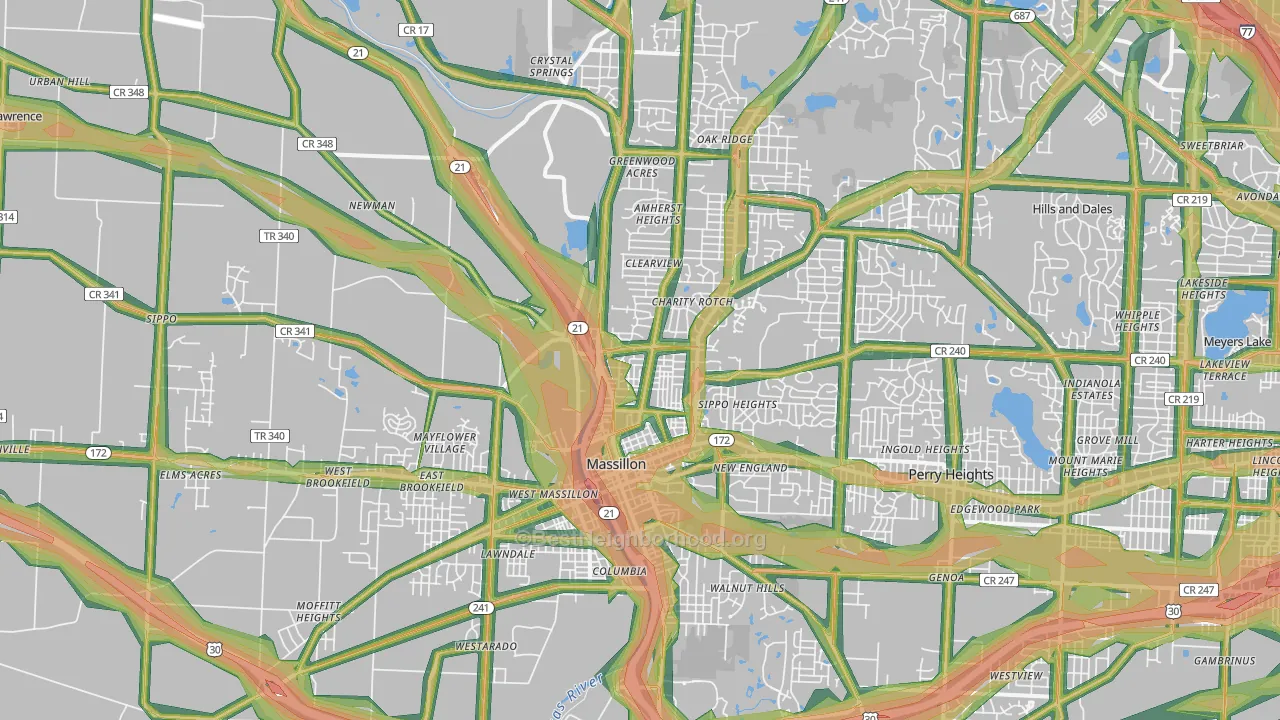 Massillon, OH Map of Noise Levels in Massillon