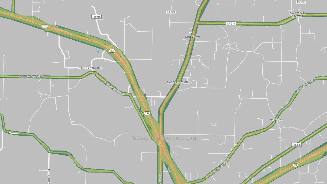 Masterson Mill, AL Map of Noise Levels in Masterson Mill