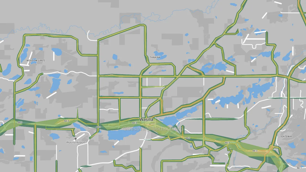 Matanuska-Susitna Borough, AK Map of Noise Levels in Matanuska-Susitna Borough