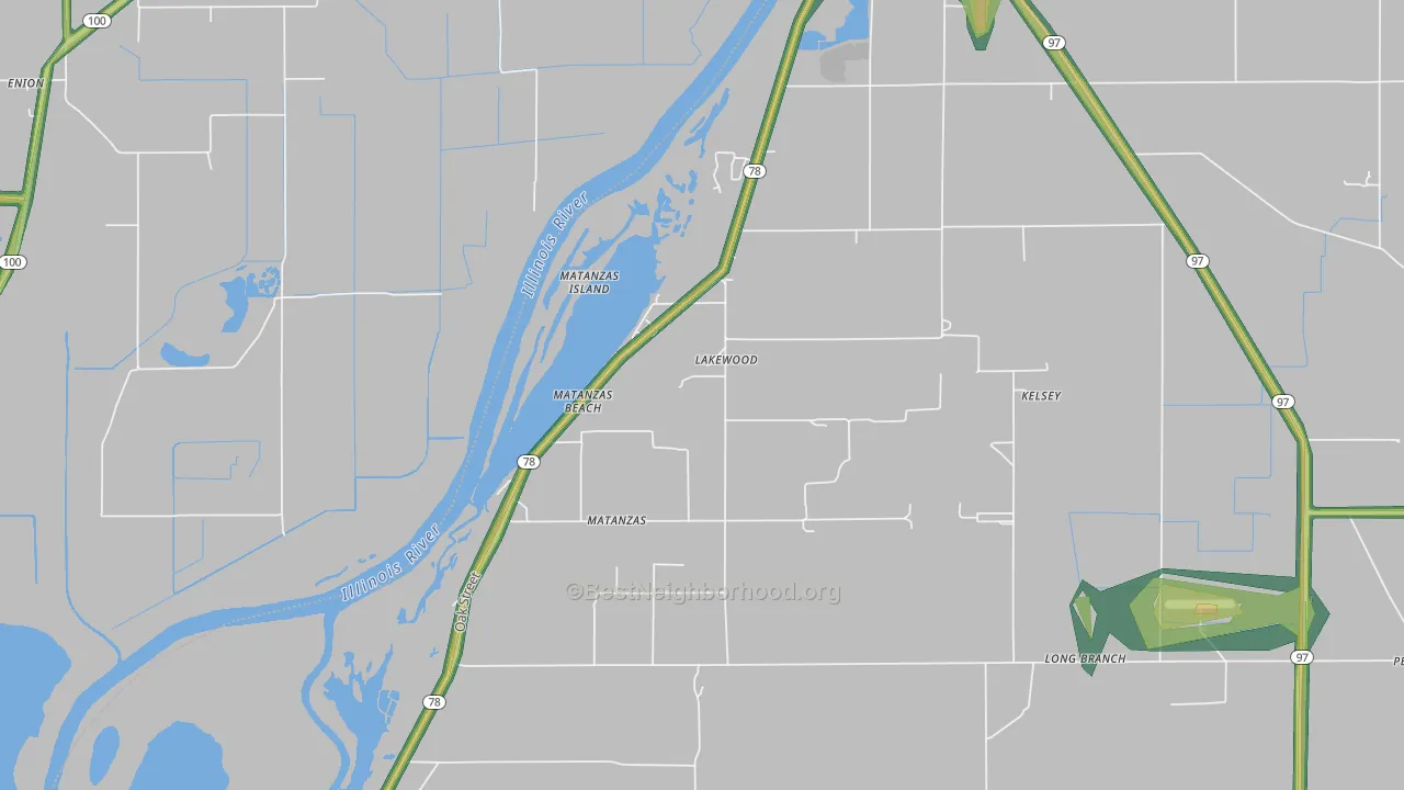 Matanzas Beach, IL Map of Noise Levels in Matanzas Beach