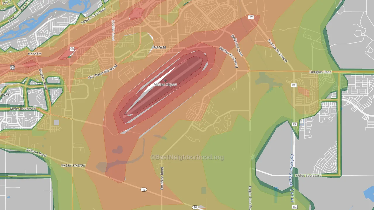 Mather, CA Map of Noise Levels in Mather