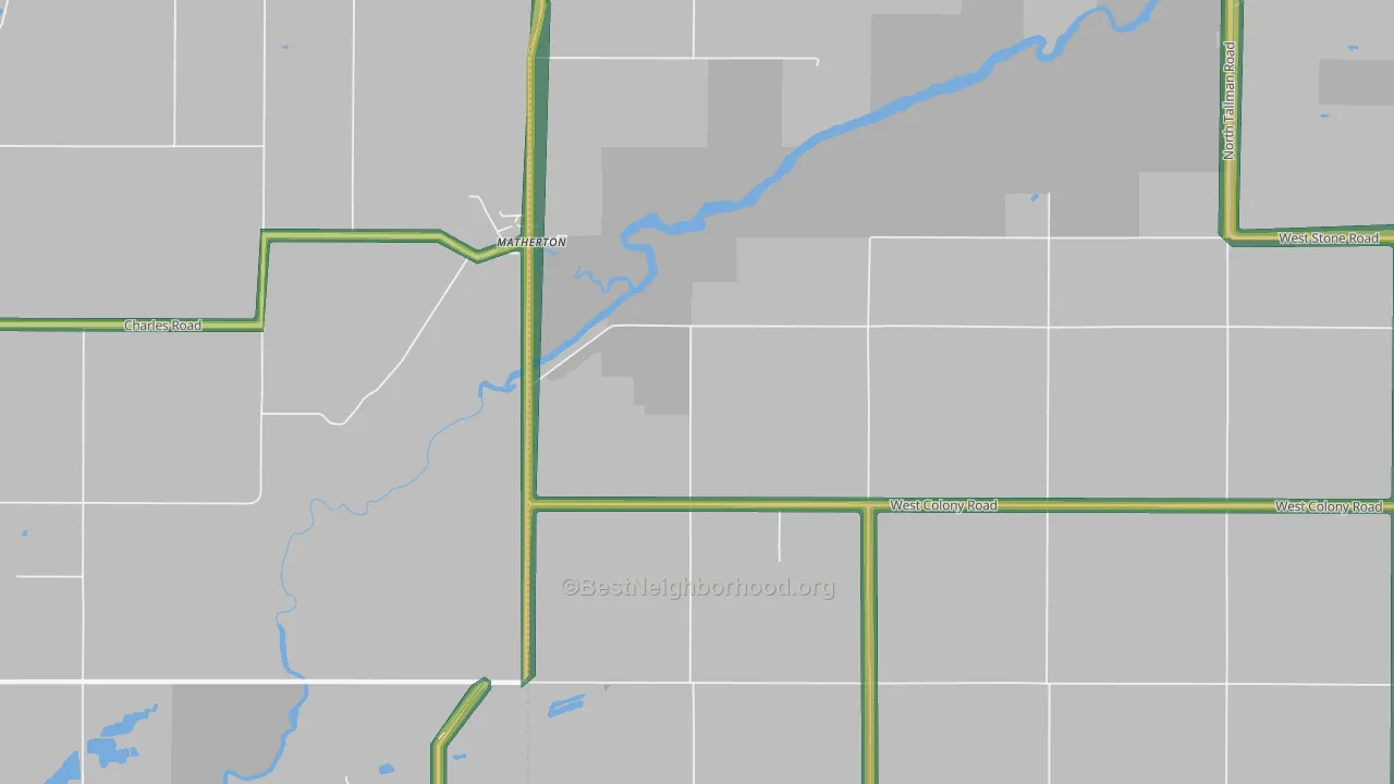 Matherton, MI Map of Noise Levels in Matherton