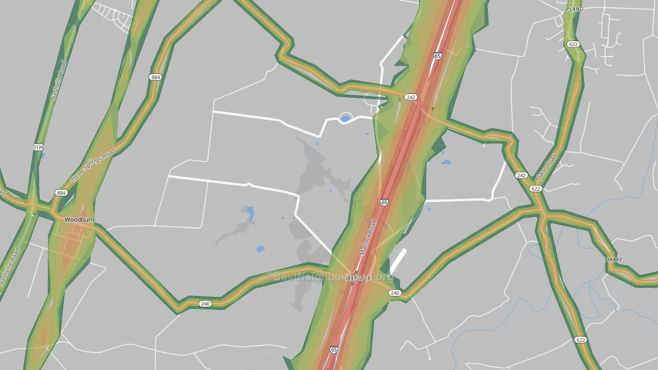 Matlock, KY Map of Noise Levels in Matlock