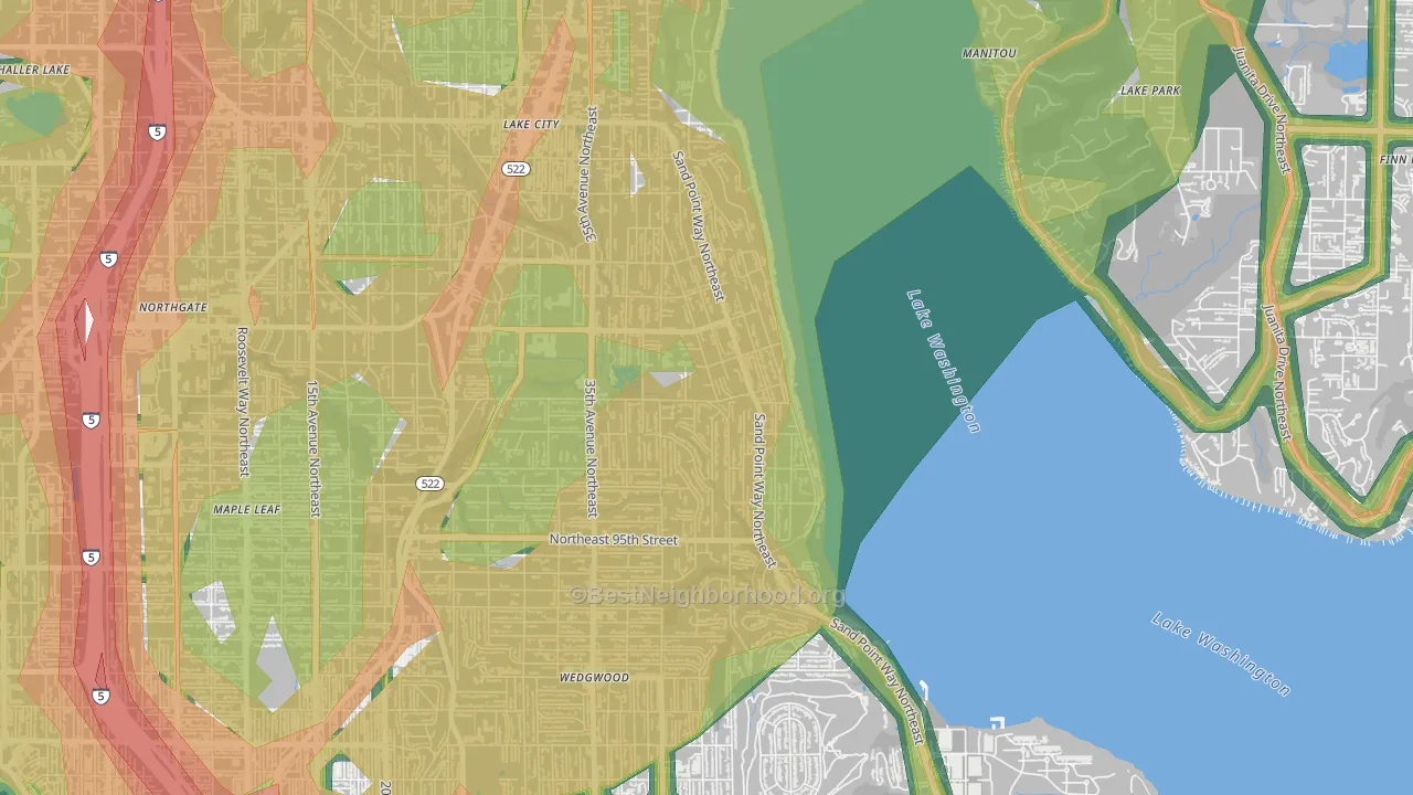 Matthews Beach, Seattle, WA Map of Noise Levels in Matthews Beach