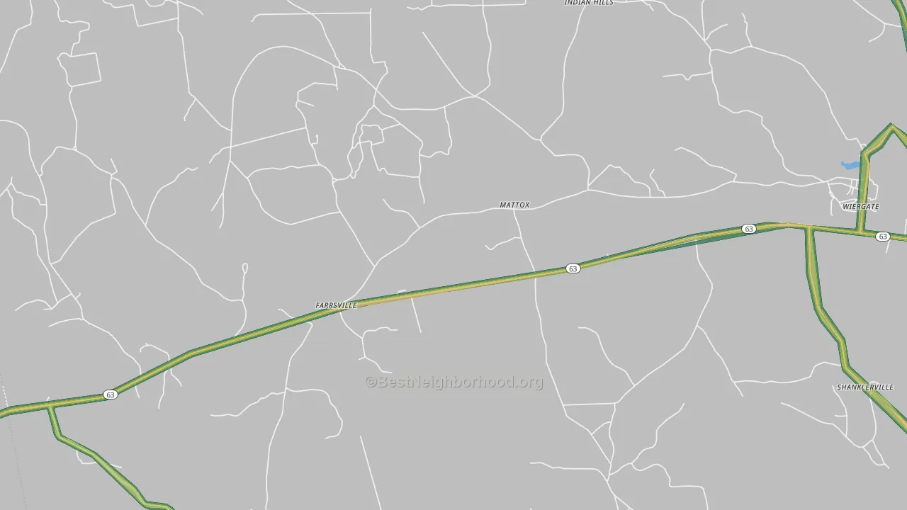 Mattox, TX Map of Noise Levels in Mattox