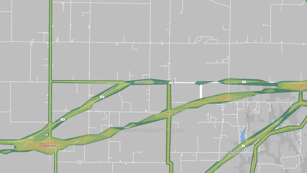 Maud, IL Map of Noise Levels in Maud