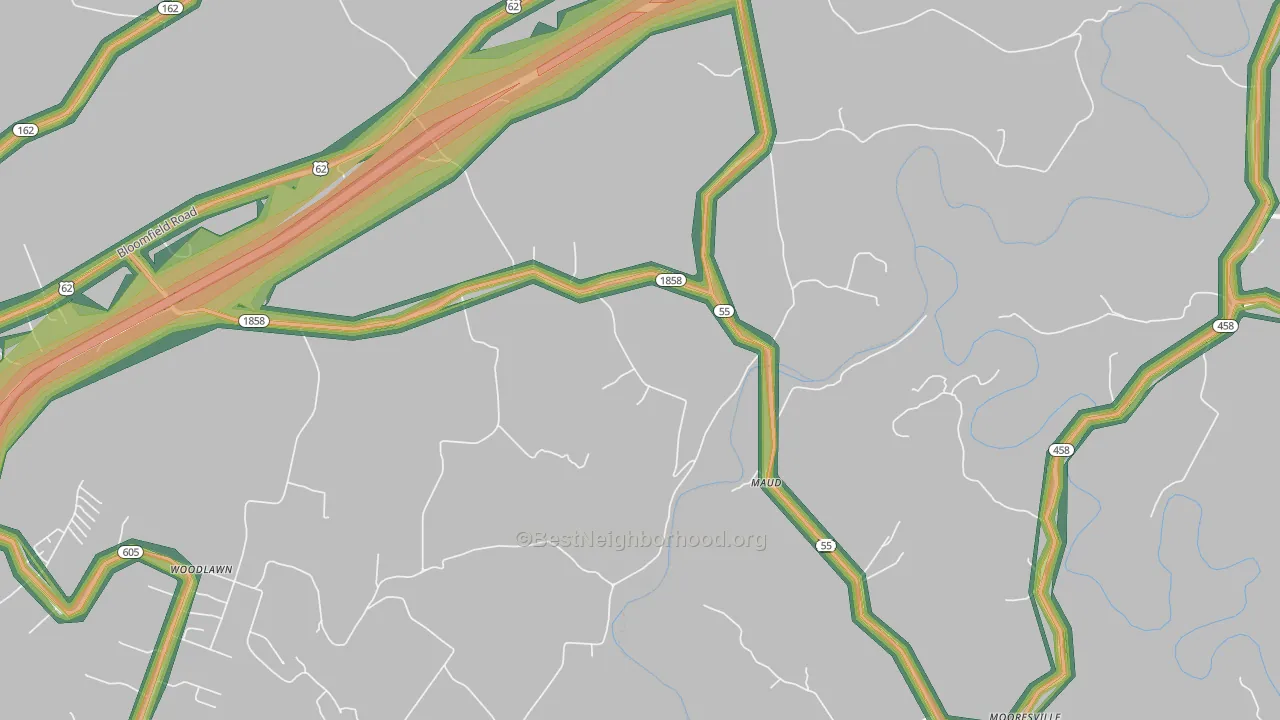 Maud, KY Map of Noise Levels in Maud