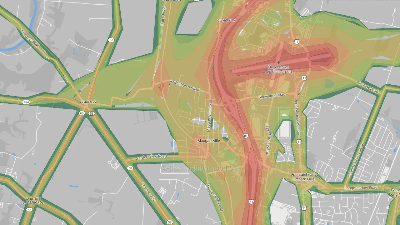 Maugansville, MD Map of Noise Levels in Maugansville