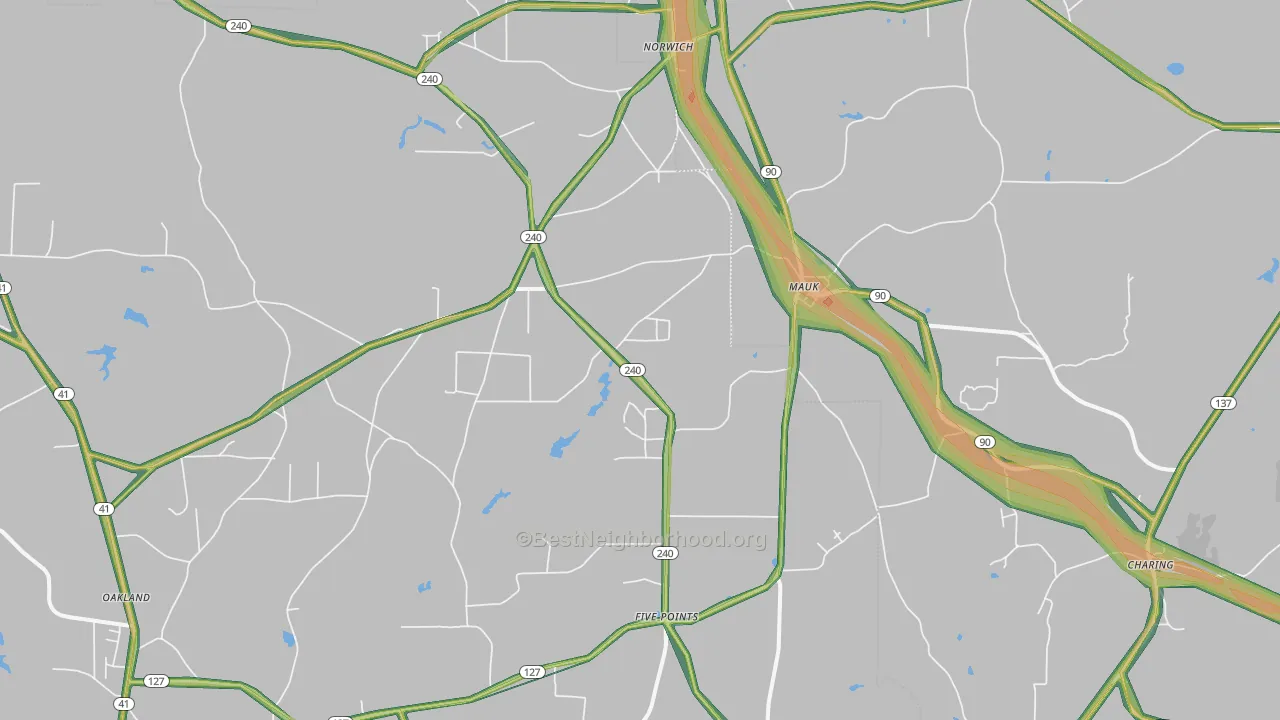 Mauk, GA Map of Noise Levels in Mauk
