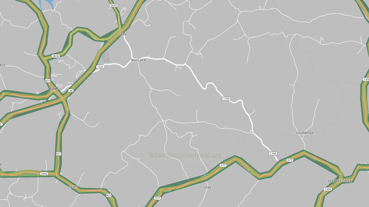 Maulden, KY Map of Noise Levels in Maulden