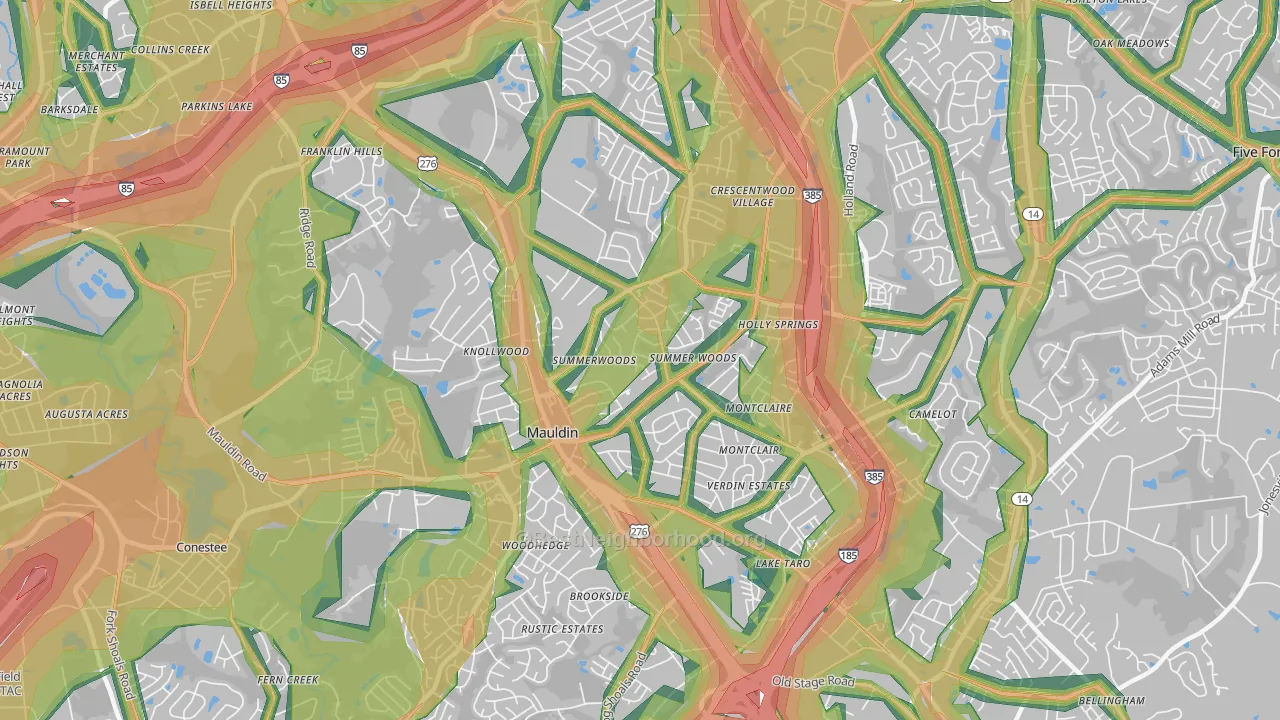 Mauldin, SC Map of Noise Levels in Mauldin