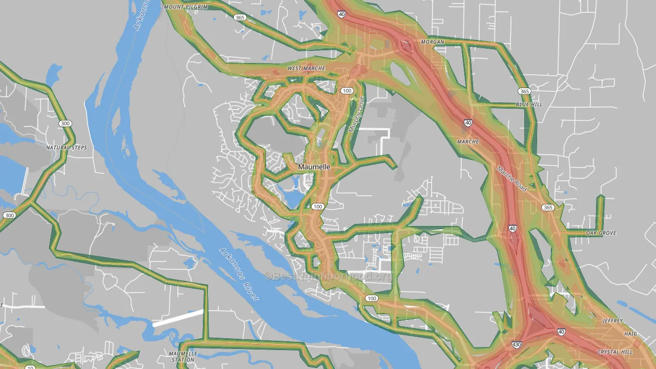 Maumelle, AR Map of Noise Levels in Maumelle