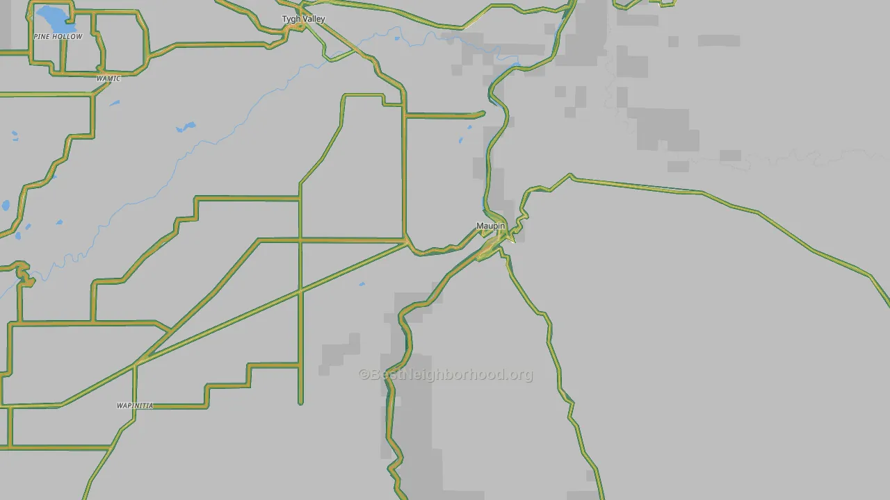 Maupin, OR Map of Noise Levels in Maupin