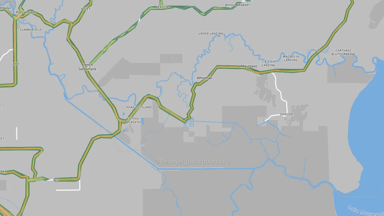 Maurepas, LA Map of Noise Levels in Maurepas