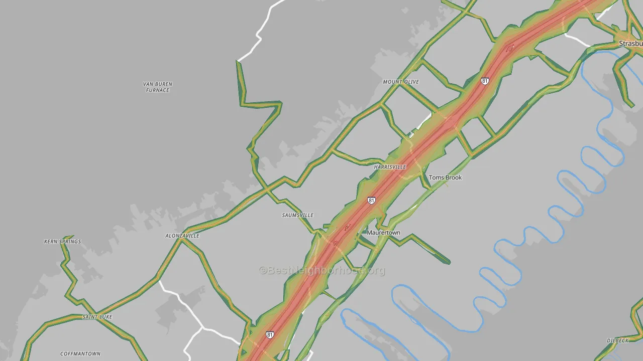 Maurertown, VA Map of Noise Levels in Maurertown