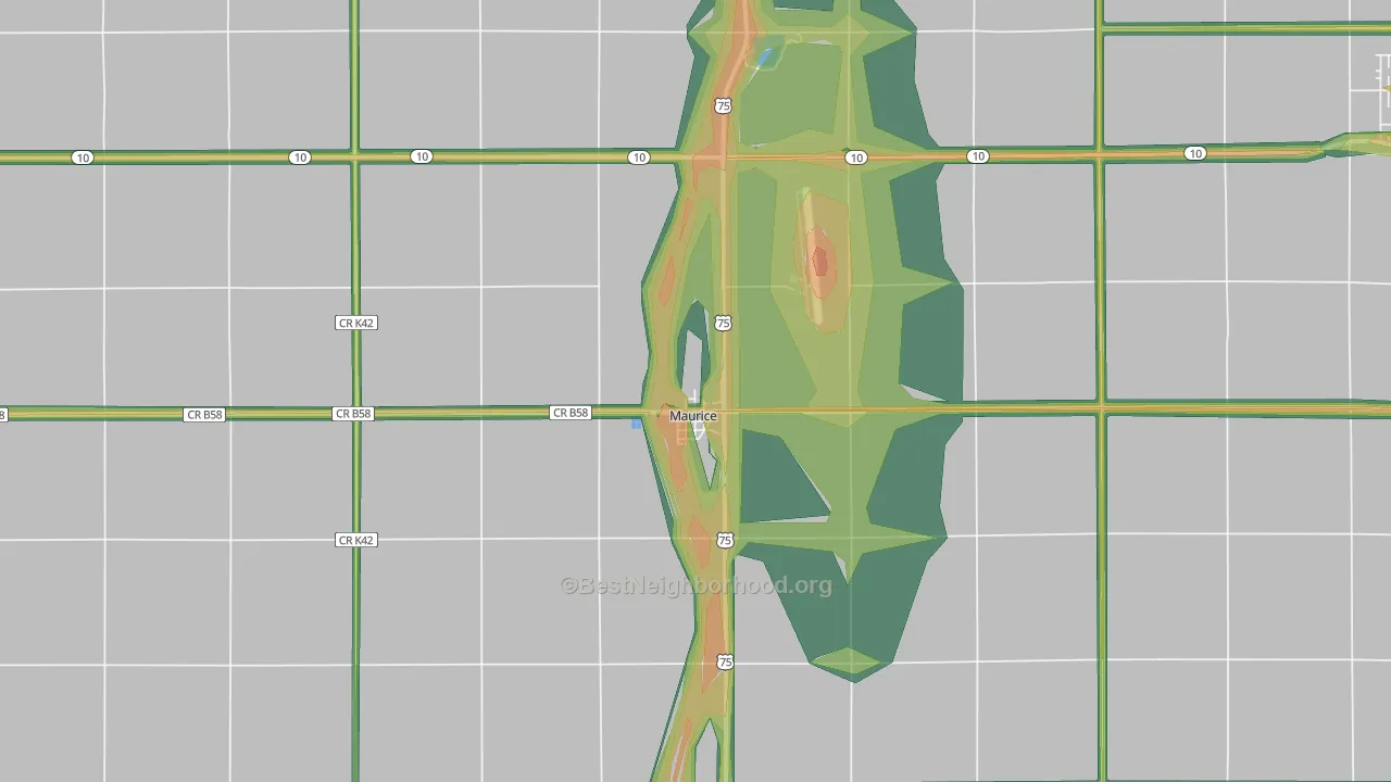 Maurice, IA Map of Noise Levels in Maurice