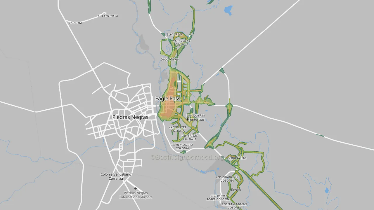 Maverick County, TX Map of Noise Levels in Maverick County
