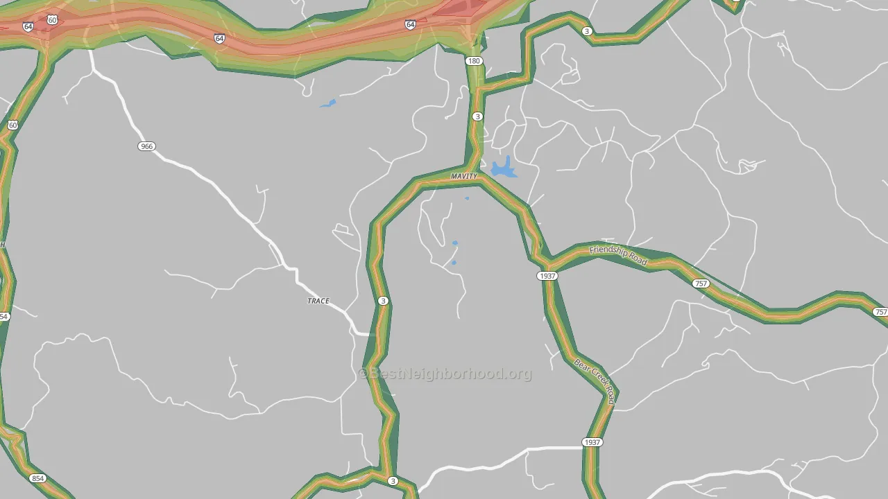Mavity, KY Map of Noise Levels in Mavity