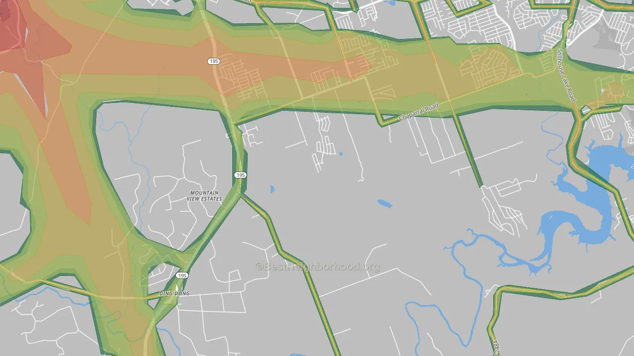 Maxdale, TX Map of Noise Levels in Maxdale