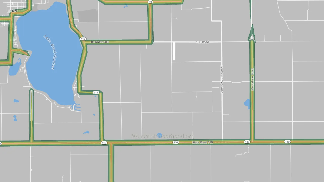 Maxinkuckee, IN Map of Noise Levels in Maxinkuckee
