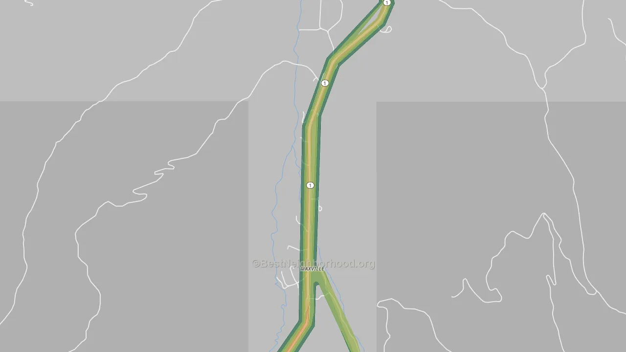 Maxville, MT Map of Noise Levels in Maxville