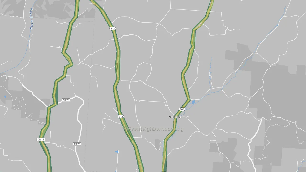 Maxville, OH Map of Noise Levels in Maxville