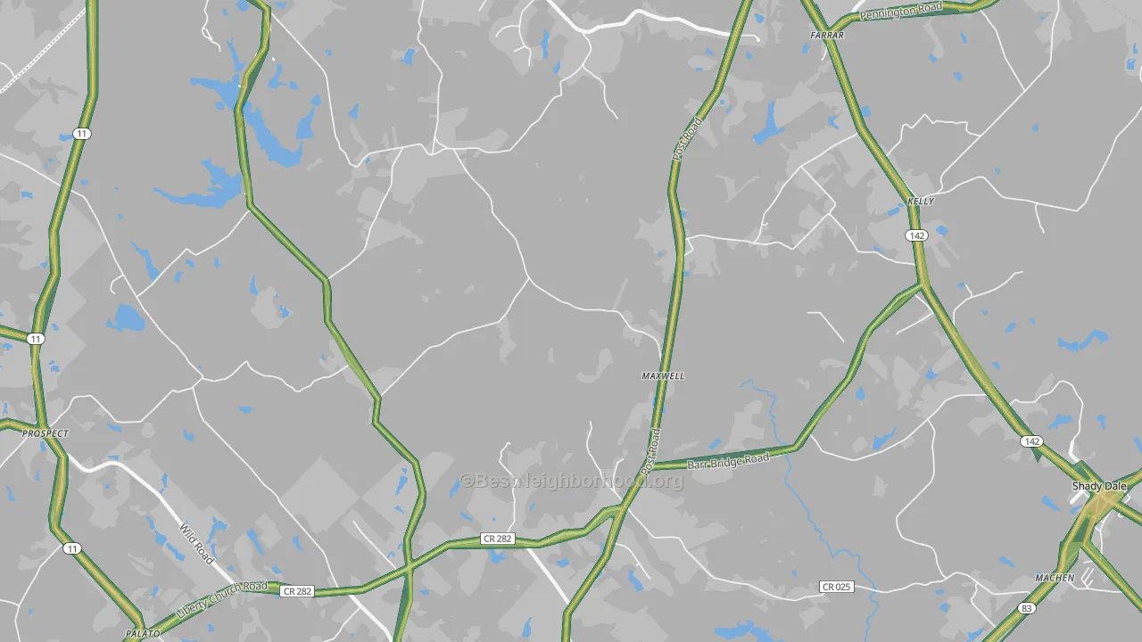 Maxwell, GA Map of Noise Levels in Maxwell