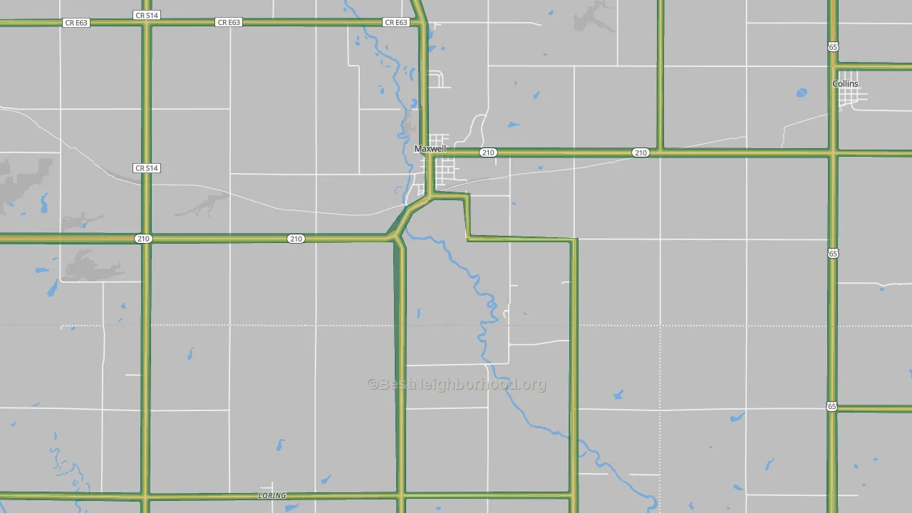 Maxwell, IA Map of Noise Levels in Maxwell