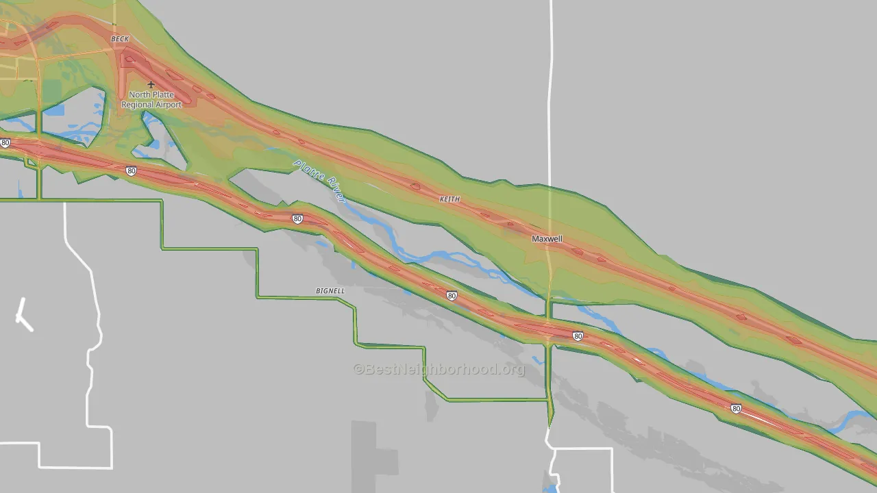 Maxwell, NE Map of Noise Levels in Maxwell