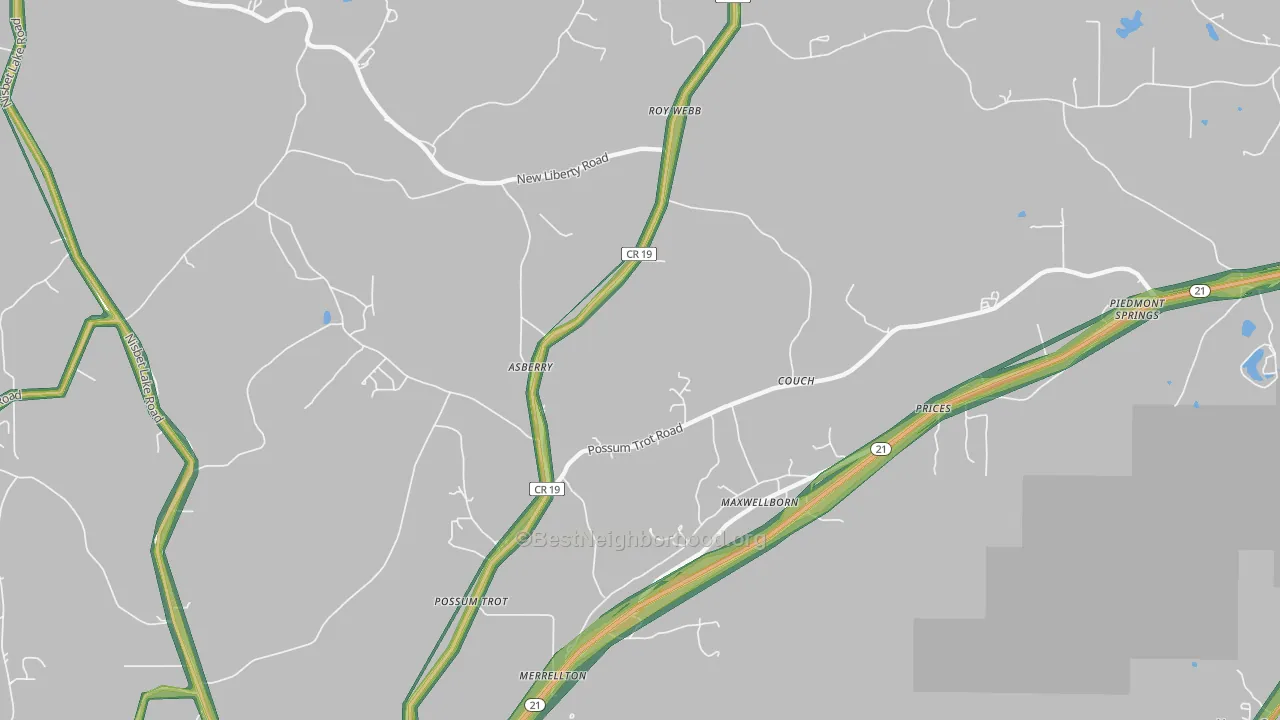 Maxwellborn, AL Map of Noise Levels in Maxwellborn