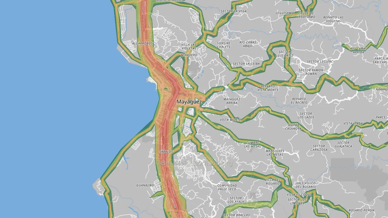 Mayaguez, PR Map of Noise Levels in Mayaguez