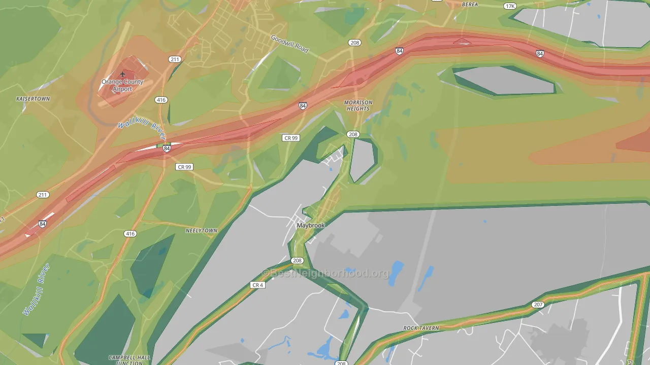 Maybrook, NY Map of Noise Levels in Maybrook