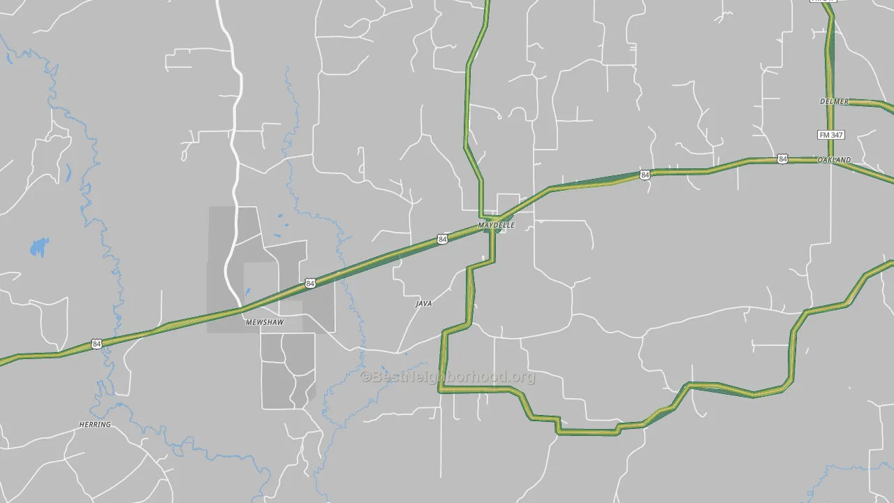 Maydelle, TX Map of Noise Levels in Maydelle