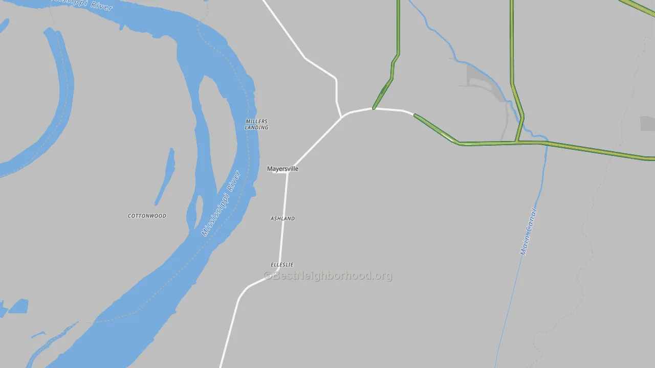 Mayersville, MS Map of Noise Levels in Mayersville