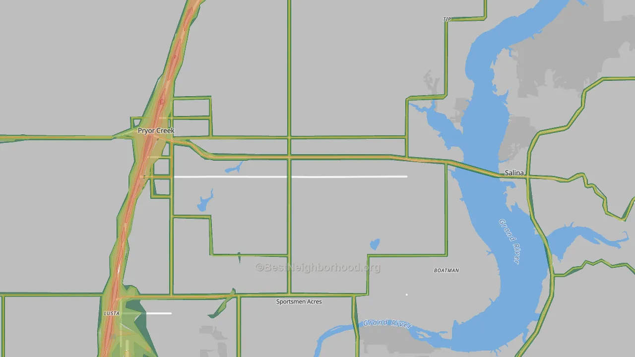 Mayes County, OK Map of Noise Levels in Mayes County