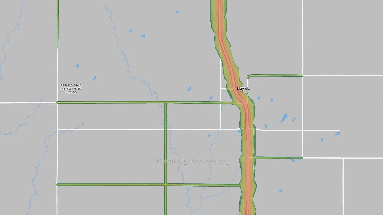 Mayetta, KS Map of Noise Levels in Mayetta