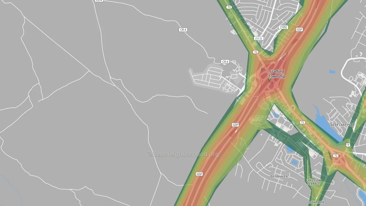 Mayetta, NJ Map of Noise Levels in Mayetta