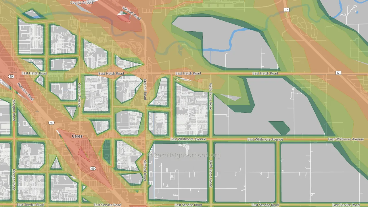 Mayfield, Ceres, CA Map of Noise Levels in Mayfield