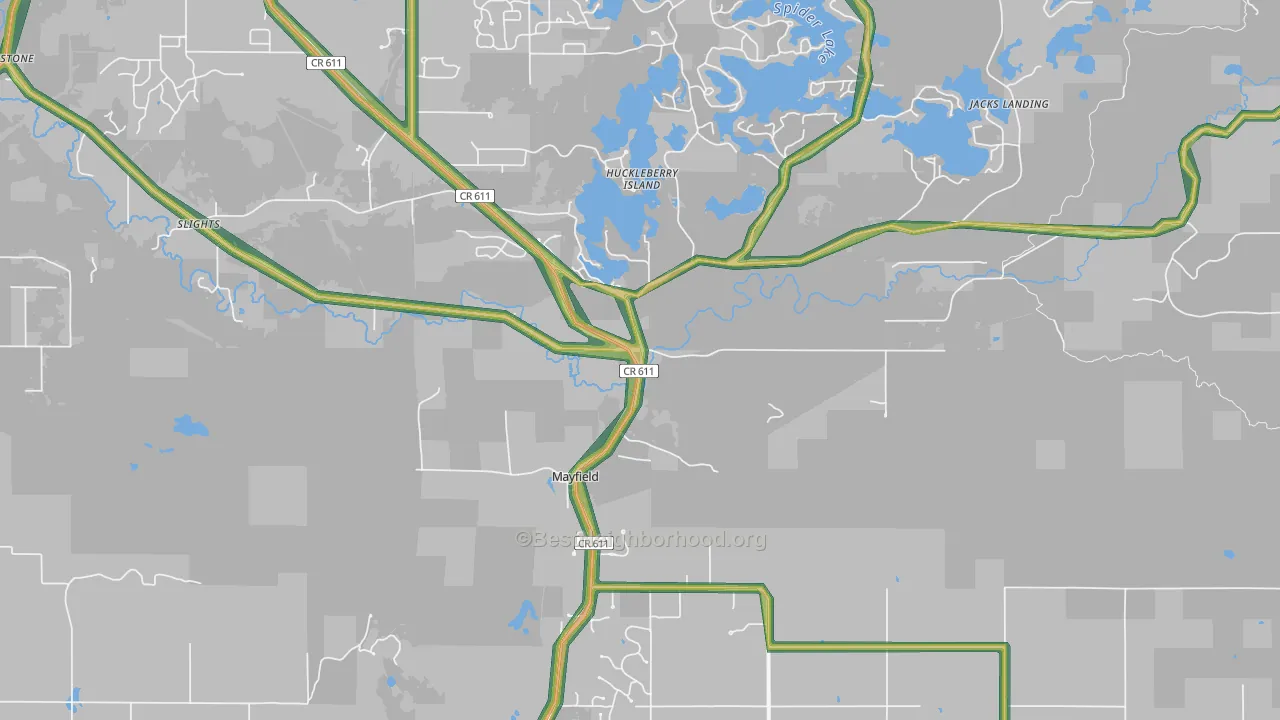Mayfield, MI Map of Noise Levels in Mayfield