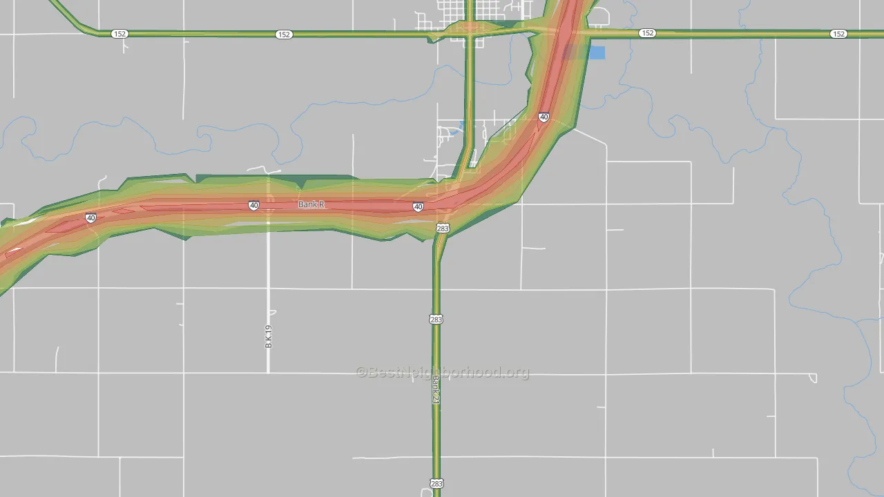 Mayfield, OK Map of Noise Levels in Mayfield