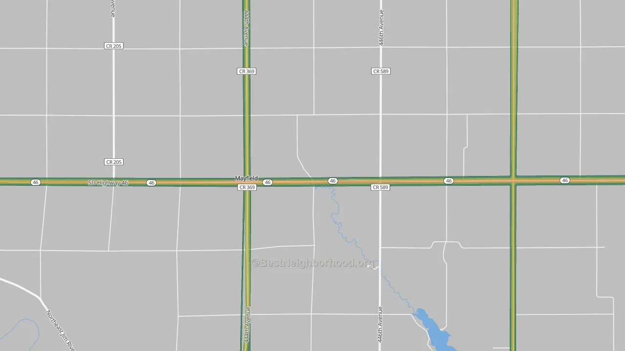 Mayfield, SD Map of Noise Levels in Mayfield