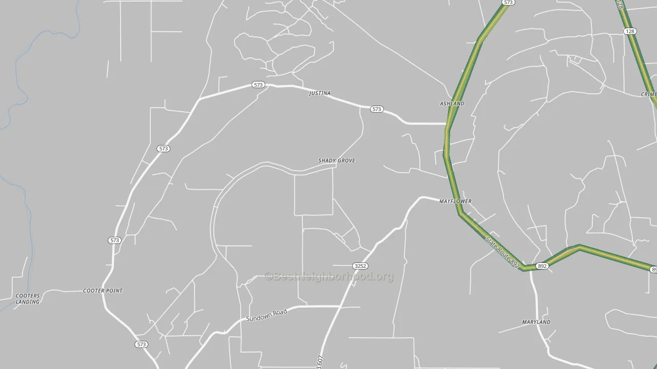 Mayflower, LA Map of Noise Levels in Mayflower