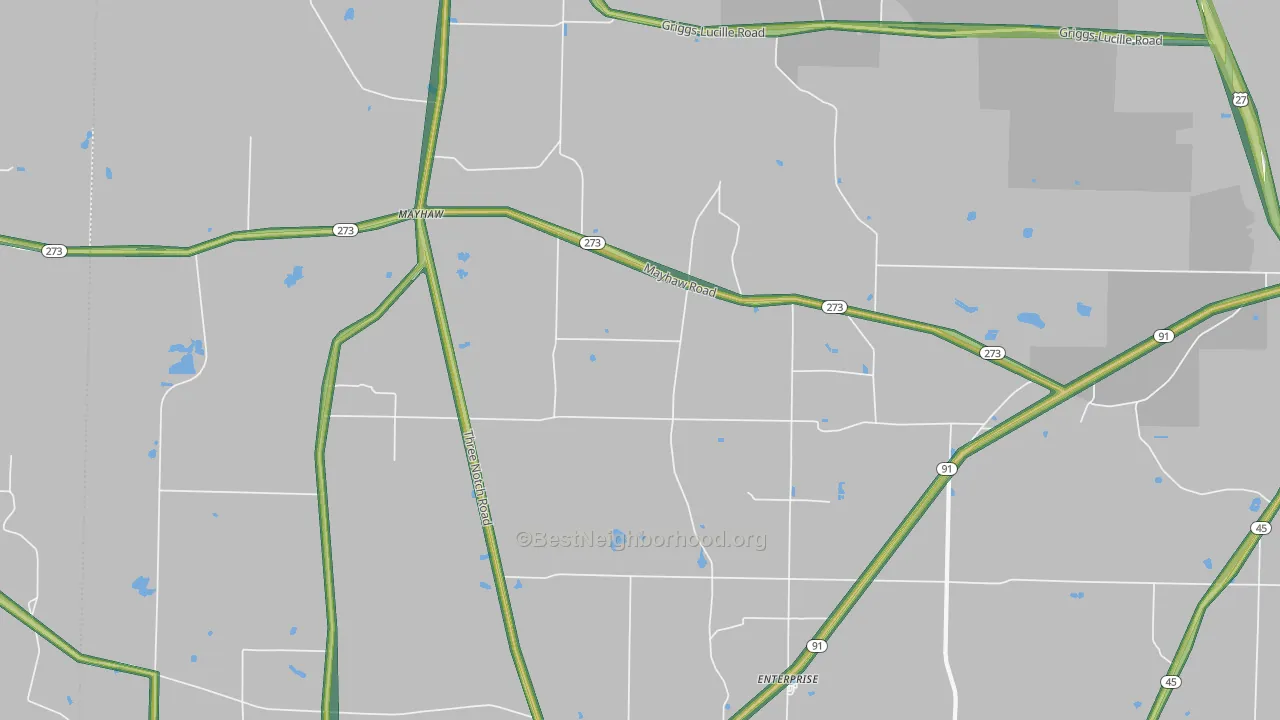 Mayhaw, GA Map of Noise Levels in Mayhaw