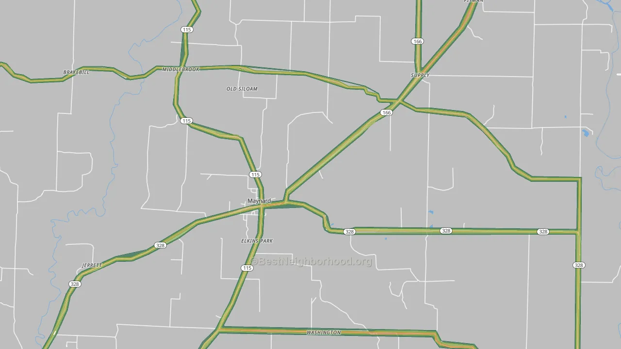 Maynard, AR Map of Noise Levels in Maynard