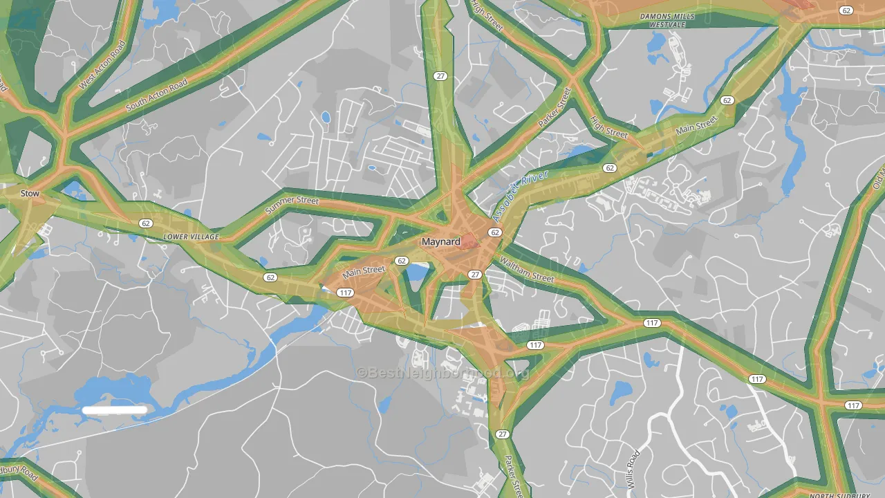 Maynard, MA Map of Noise Levels in Maynard